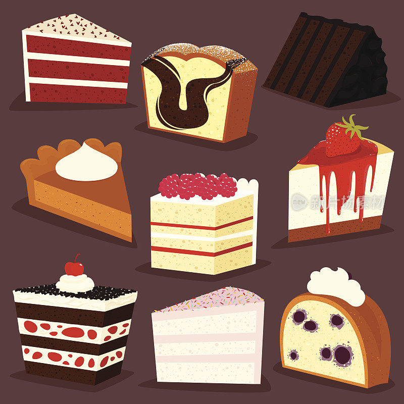 蛋糕切片图标集- EPS8